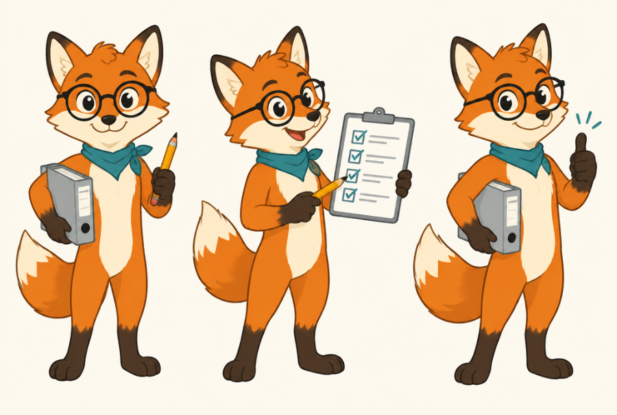 Fritz, der Fristfuchs: ein illustrierter Fuchs mit Brille und Ordner
